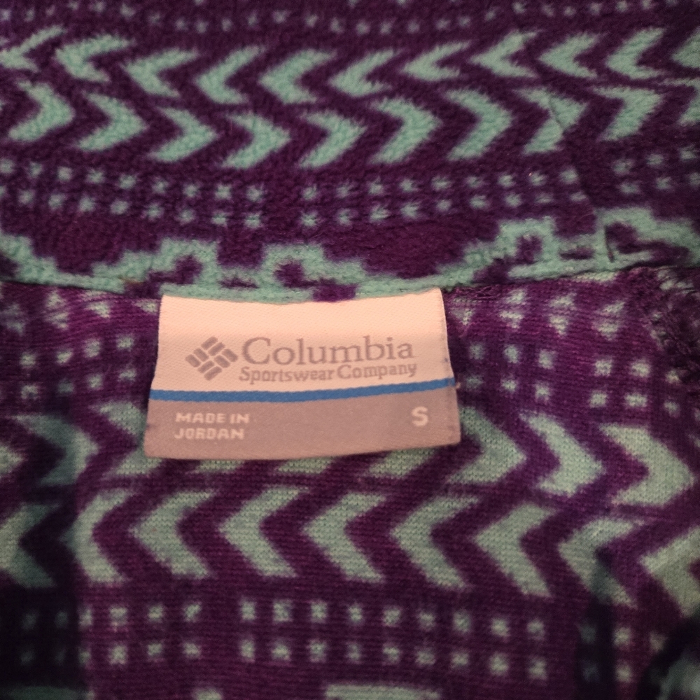 Columbia Fleece 1/4 Zip Lightweight Aztec Print - Purple, Turquoise - SZ Small - Picture 4 of 8